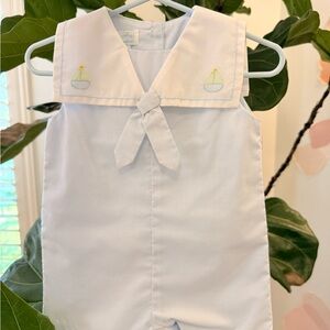 Light Blue Sailboat Sailor Romper